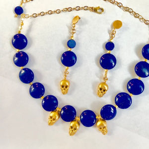 Necklace/Earrings: Lapis Lazuli, Skulls, Unique
